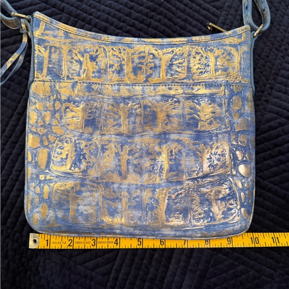 Brahmin Blue and Gold Shoulder Bag with Textured Pattern - Picture 7 of 8